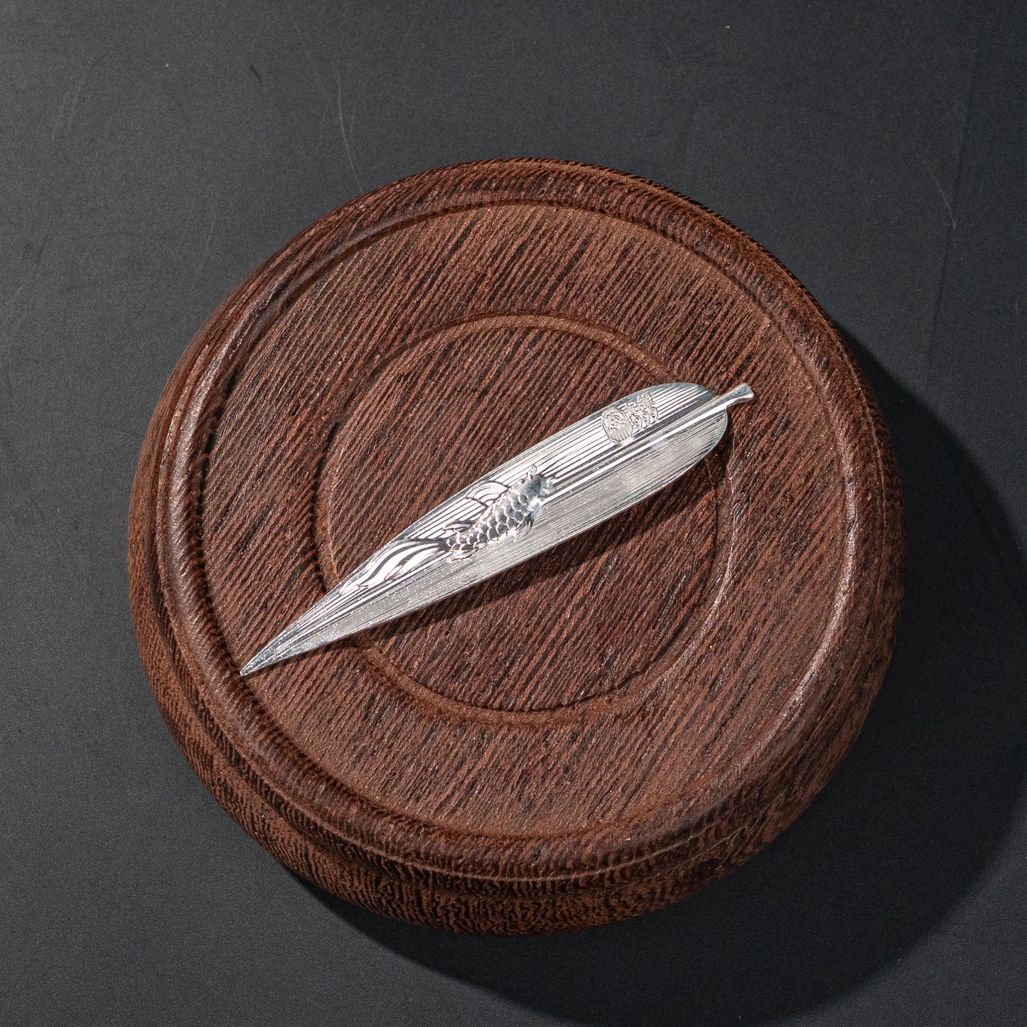 Silver Leaf Silver Jewelry Antique-Finished Silver Bar Pendant Necklace Simple Style Handcrafted Vintage