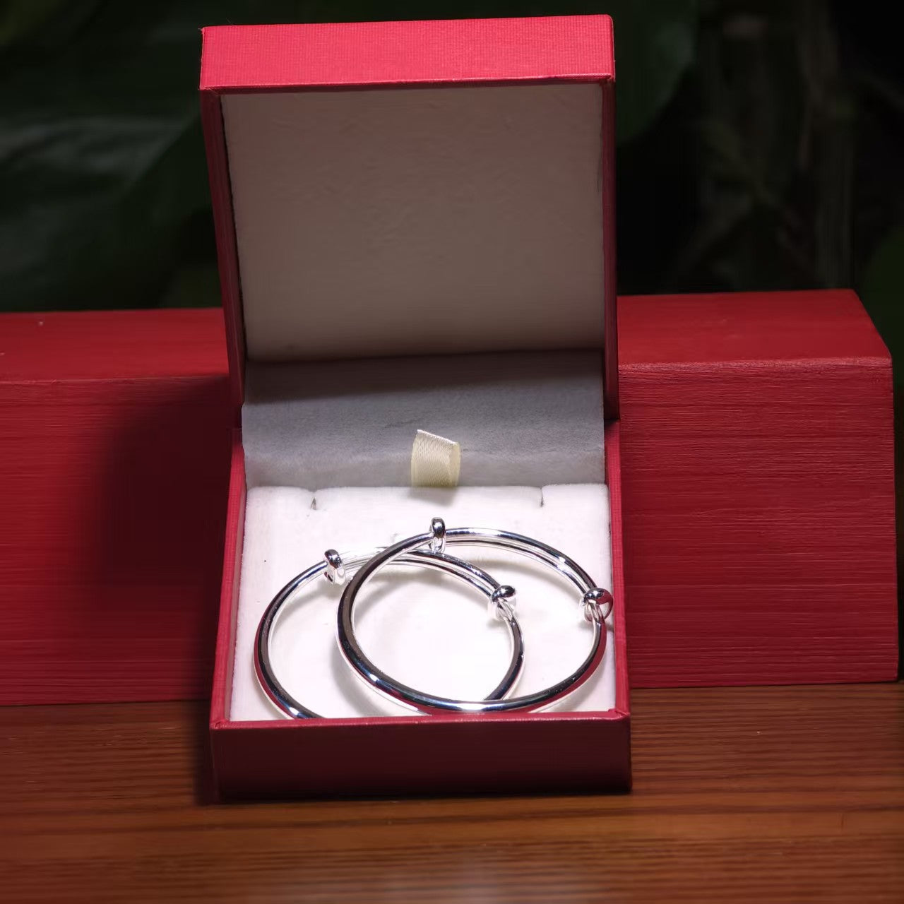 Solid Sterling Silver Push-Pull Bangle Bracelet for Children