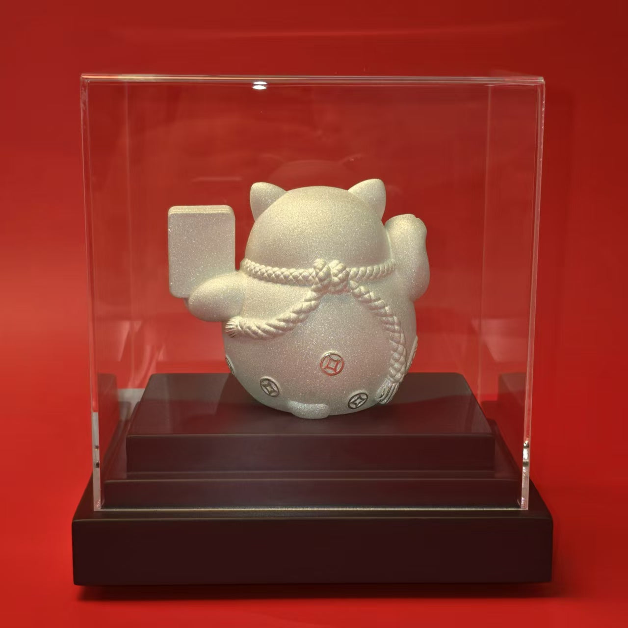 Solid Silver Fortune-Bringing Maneki-Neko Decor – Anchor Wealth and Good Luck Right by Your Side | POD Customizable