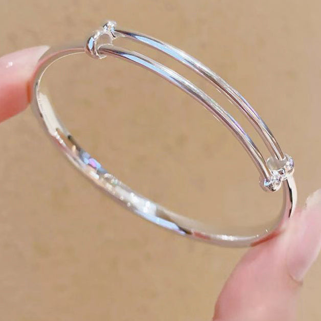 Fine Silver 9999 Bangle for Women Solid Polished Finish Japanese and Korean Influencer-Style Silver Jewelry | POD Customizable