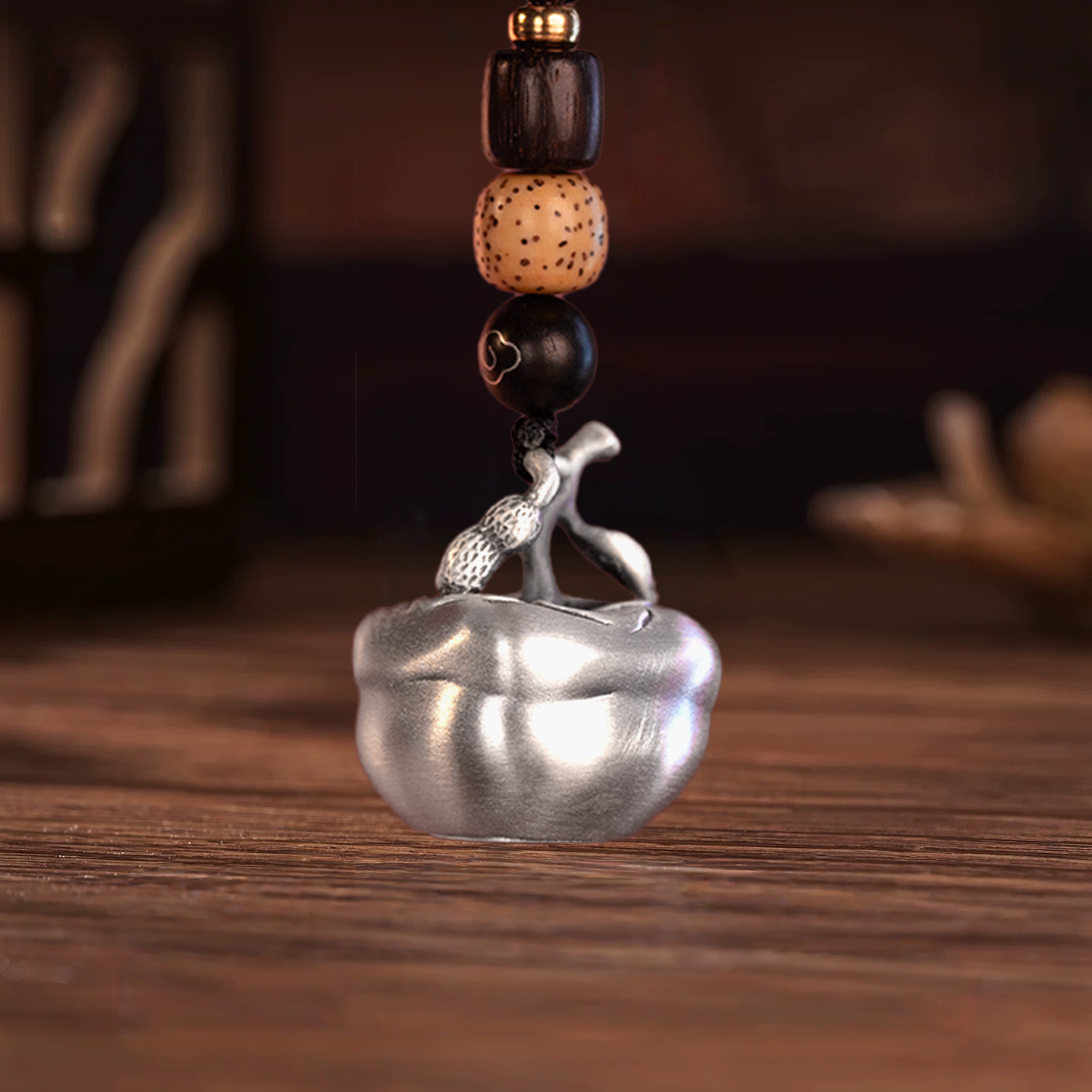 "Everything Goes Well" Persimmon Solid Silver Pendant – Carry Sweet Chinese Good Fortune as a Daily Little Blessing | POD Customizable