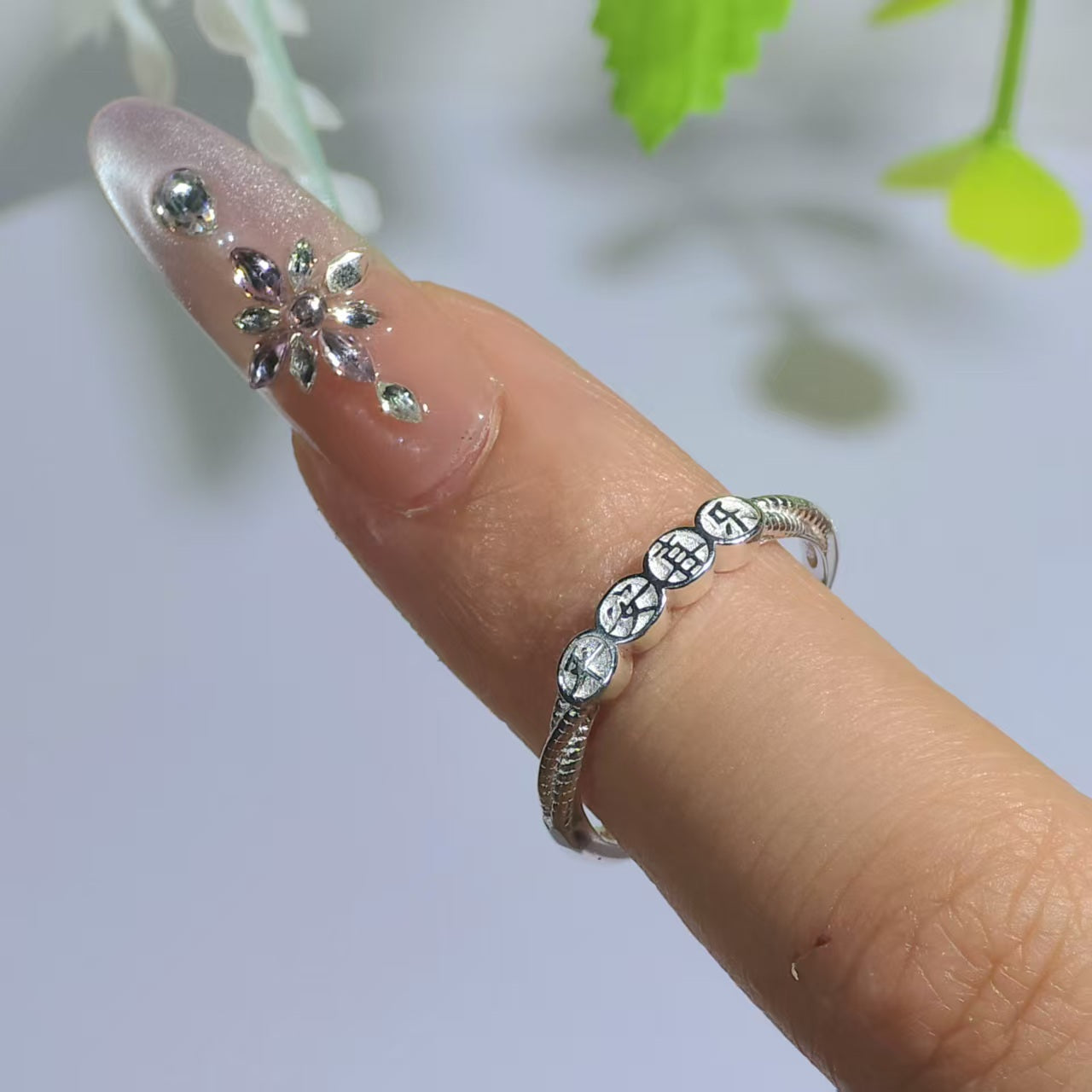 Fine Silver Peace and Joy Ring New Chinese-Style National Aesthetic Design Fashionable and Refined Gift | POD Customizable
