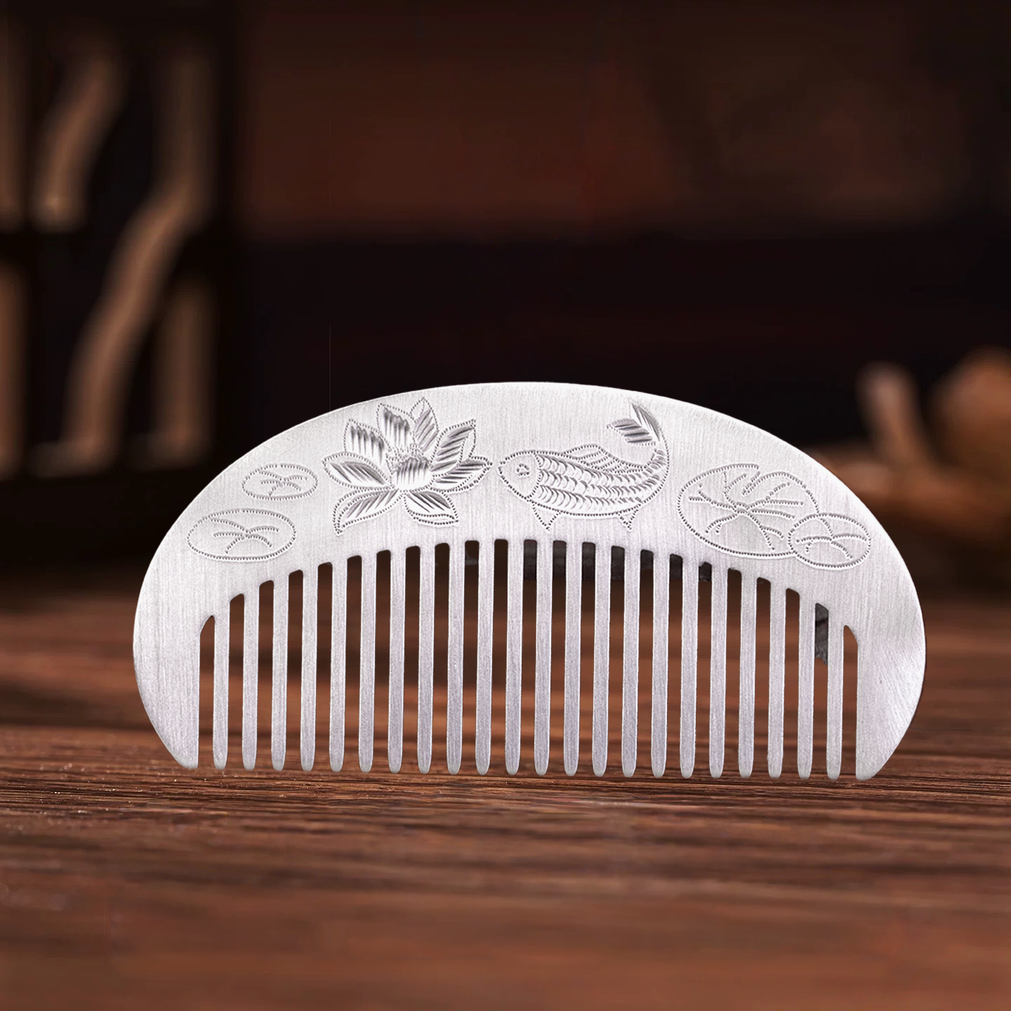 Antique-Style Handcrafted Comb Silver Jewelry Sterling Silver 999 Silver Ingot Vintage-Look Plain Design Retro Silver Accessories | POD Customizable