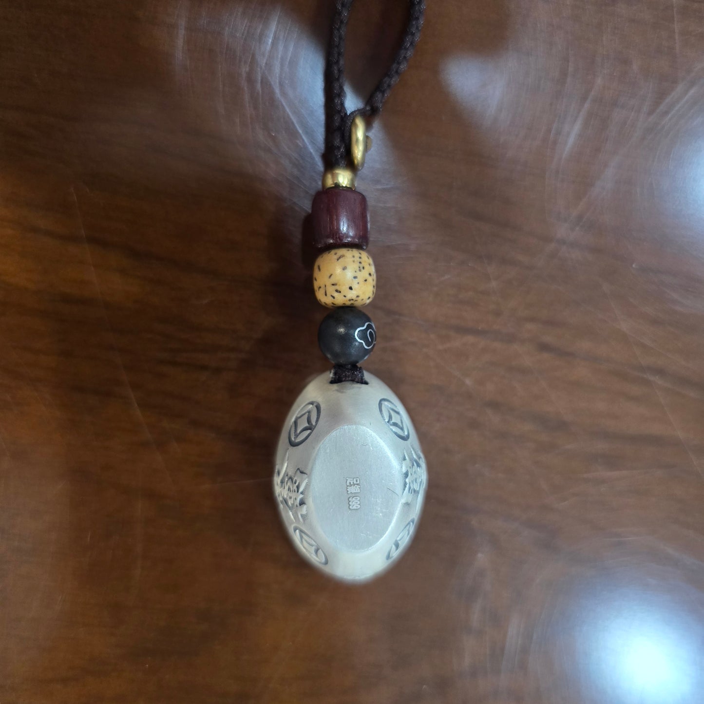 Vintage "Attract Wealth & Prosperity" Silver Sycee Pendant Chain – A Handmade Retro Fortune Pouch of Prosperity You Can Wear Daily | POD Customizable