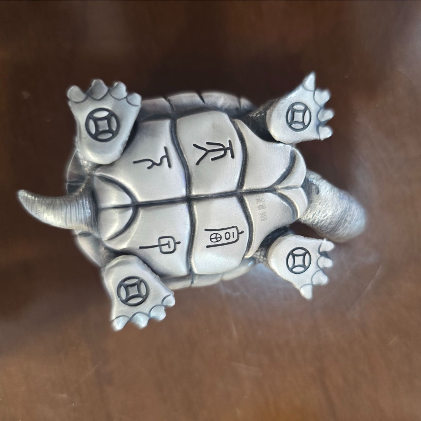 Lucky Money Turtle - Handheld Silver Pendant with Antique Finish Simple Style Handcrafted Pendant Necklace | POD Customizable