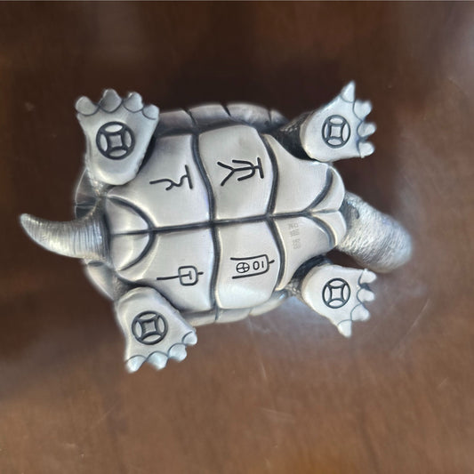 Lucky Money Turtle - Handheld Silver Pendant with Antique Finish Simple Style Handcrafted Pendant Necklace | POD Customizable
