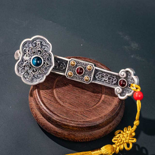 Ruyi Silverware Antique-Finished Silver Bar Pendant Necklace - Plain Style Handcrafted Vintage | POD Customizable