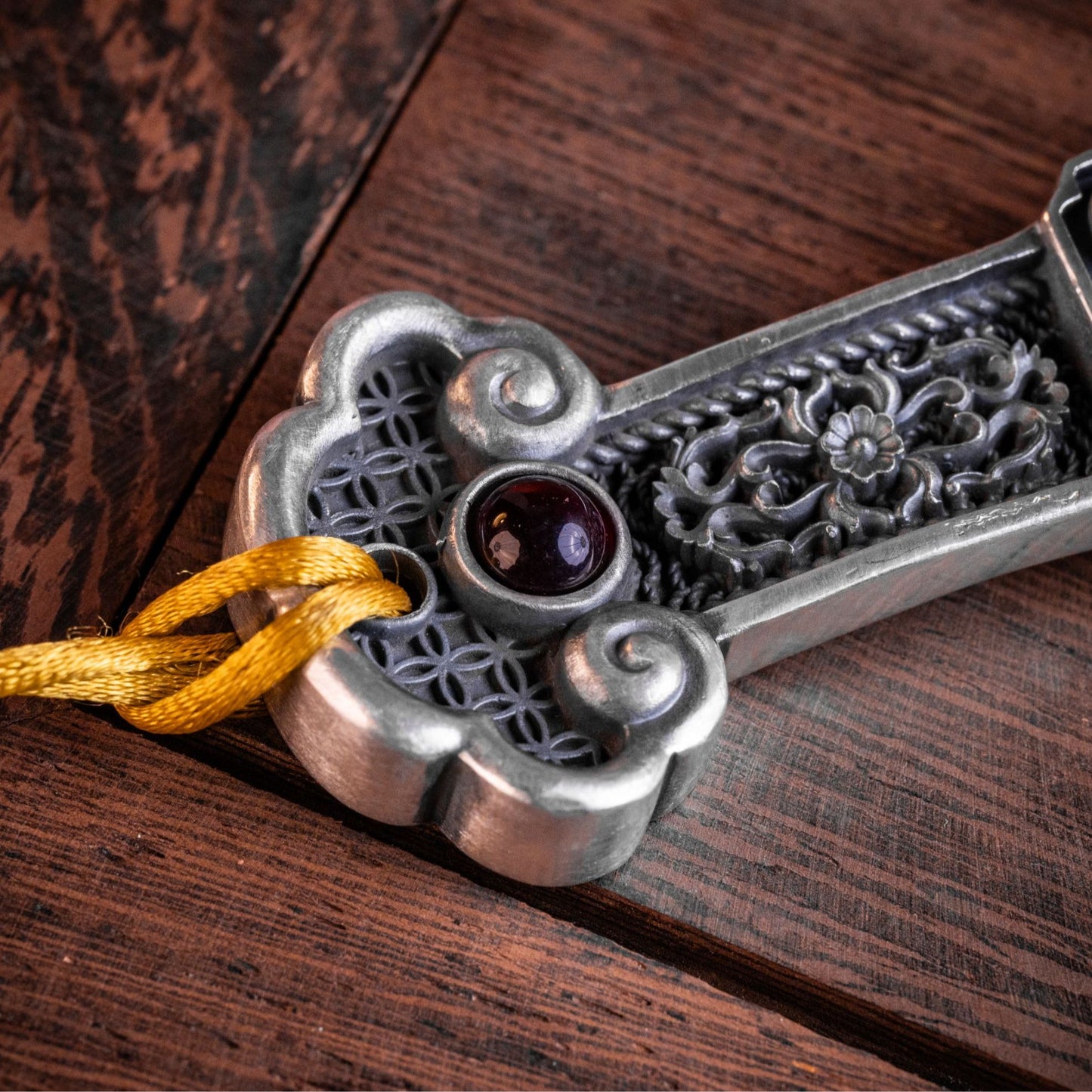 Ruyi Silverware Antique-Finished Silver Bar Pendant Necklace - Plain Style Handcrafted Vintage | POD Customizable