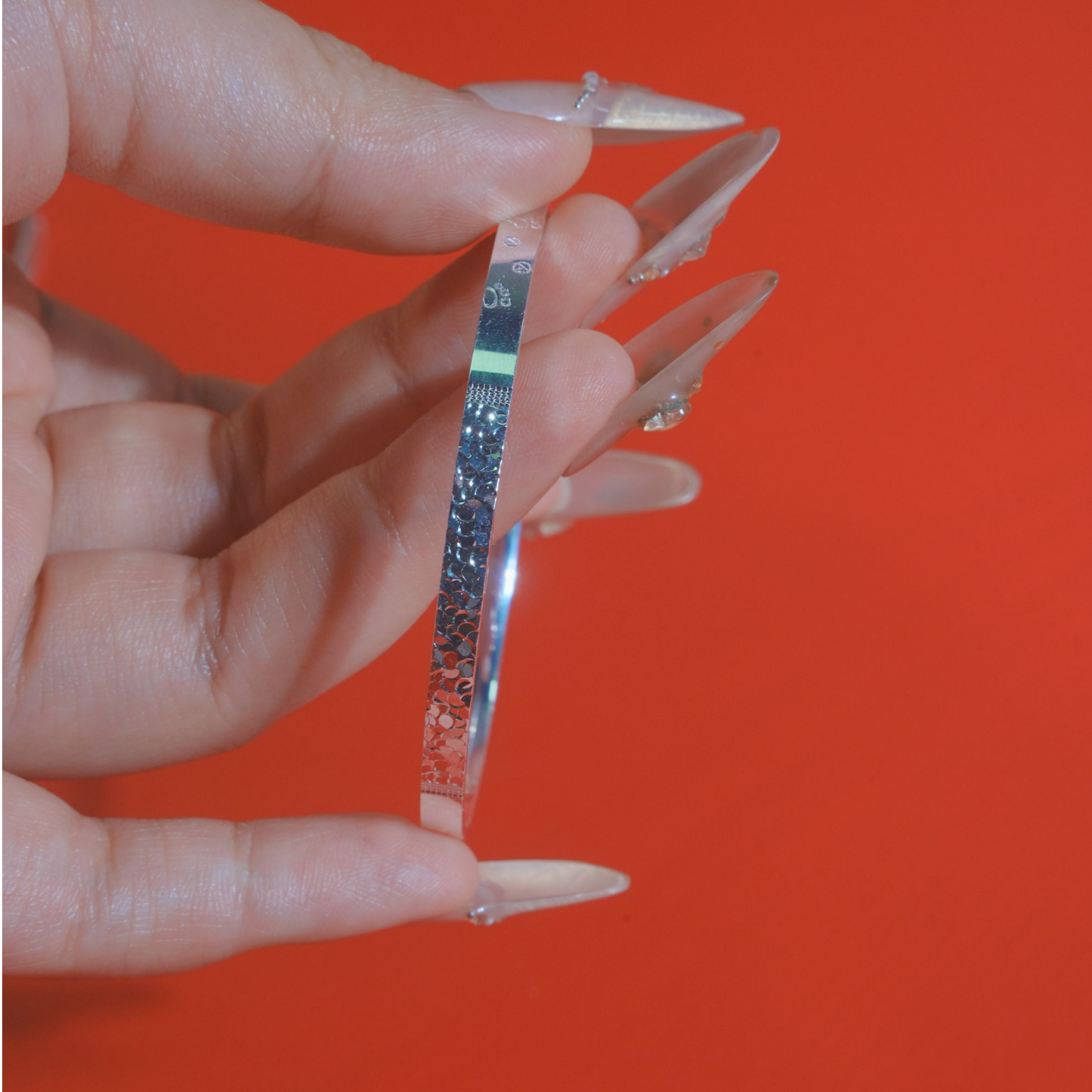 Crystal Ice Bracelet for Women Sterling Silver Light Luxury Cute & Delicate Solid Closed-End Pure Silver Bangle Gift | POD Customizable