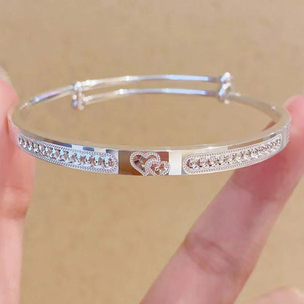 Heart Love Silver Bracelet Fine Silver 9999 Polished Finish Holiday Gift | POD Customizable