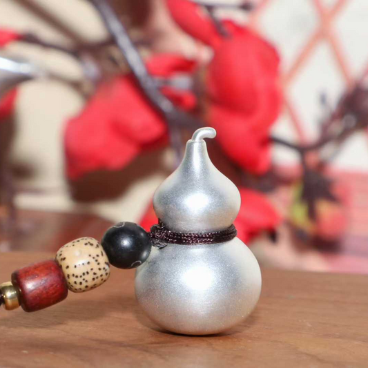 Small Gourd Fine Silver Antique-Finish Pendant Necklace Simple Handcrafted Vintage Decorative Piece | POD Customizable