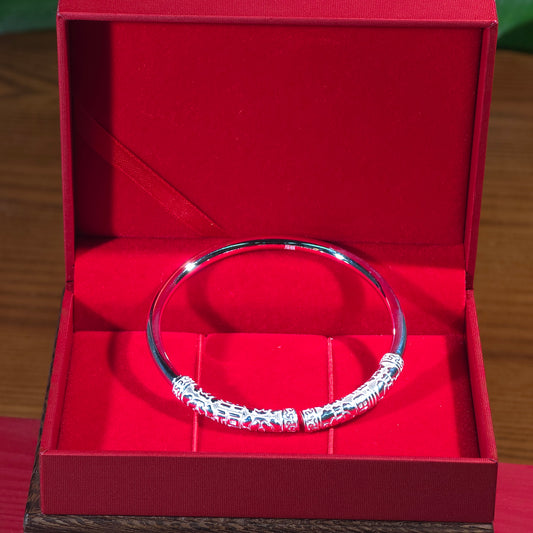 Sterling Silver Ruyi Golden Band Bracelet New Chinese-Style National Aesthetic Bracelet Unisex Versatile Gift for Men and Women | POD Customizable