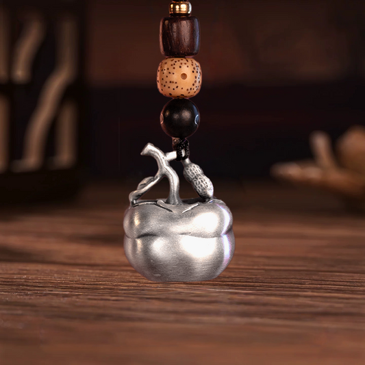 "Everything Goes Well" Persimmon Solid Silver Pendant – Carry Sweet Chinese Good Fortune as a Daily Little Blessing | POD Customizable