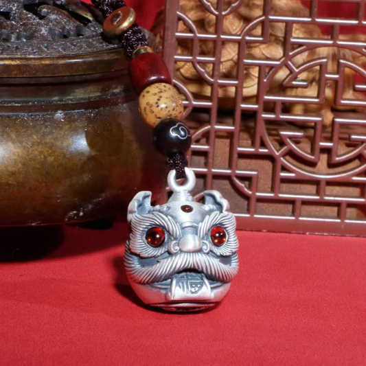 Solid Silver Lion Dance Pendant – Wear the Fortune & Protection of Eastern Mythical Beast as Your Portable Chinese-Style Guardian | POD Customizable