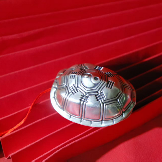Solid Silver Turtle Shell Pendant (Tai Chi & Eight Trigrams) – Carry the Auspicious Blessing of Longevity & Safety as Your Chinese-Style Guardian | POD Customizable