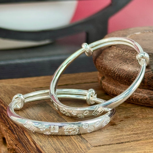 Silver Children's "Blessing & Cuteness" Bracelets – Fortune on Tiny Wrists, Accompanying Baby's Safe Growth | POD Customizable