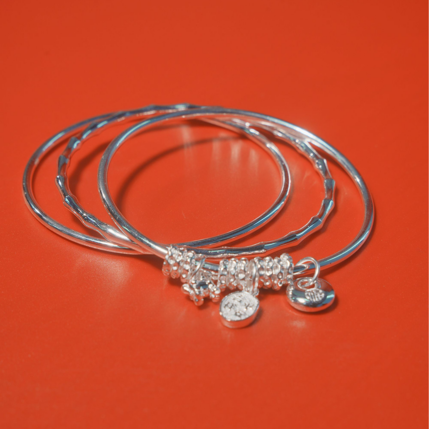 Sweet Ethnic Style Bamboo-Knot Original Design Universal Multi-Circle Bracelet Sterling Silver Three Lives, Three Worlds | POD Customizable