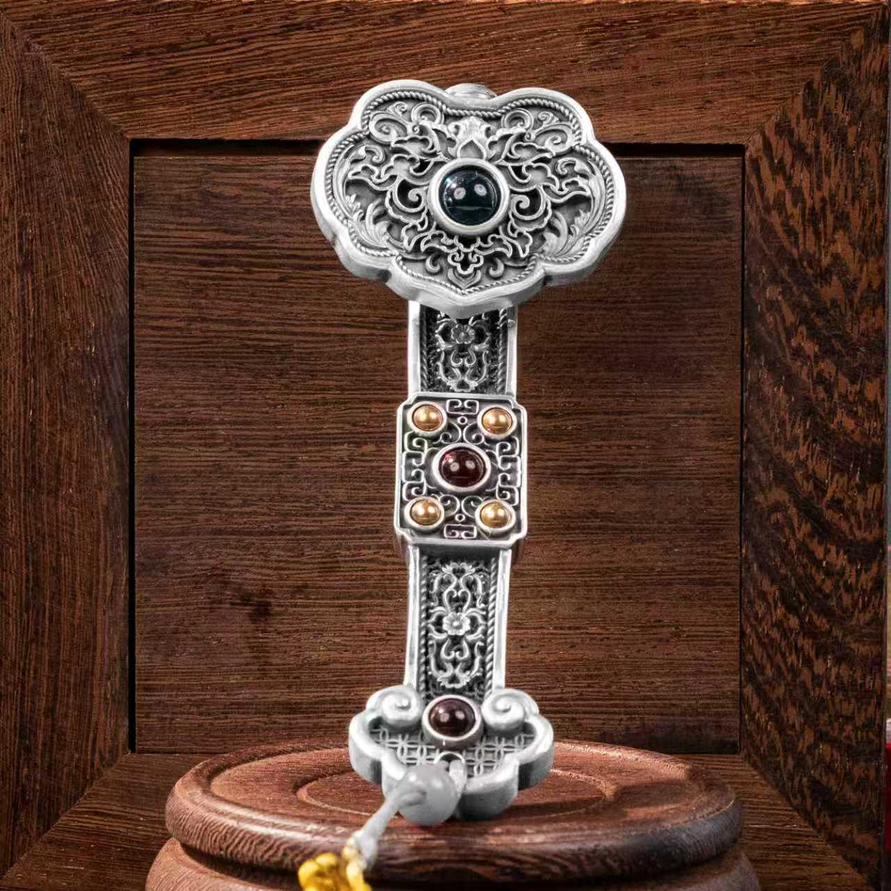 Ruyi Silverware Antique-Finished Silver Bar Pendant Necklace - Plain Style Handcrafted Vintage | POD Customizable