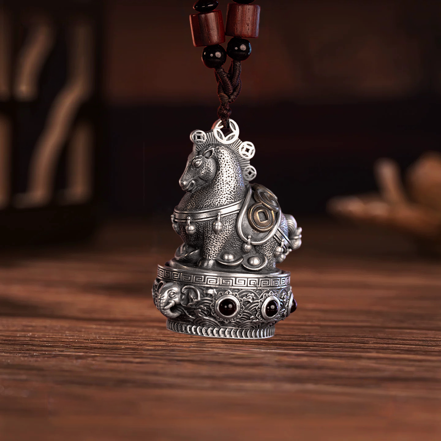 Little Horse Treasure Pot Silver Vintage-Style Pendant Necklace - Plain Handcrafted Retro Design | POD Customizable