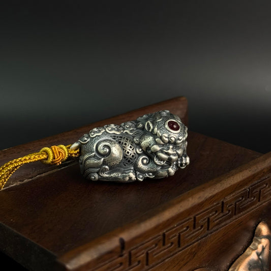 Solid Silver Pixiu Pendant – Carry the Auspicious Fortune of Wealth Attraction as a Palm-Sized Guardian Charm