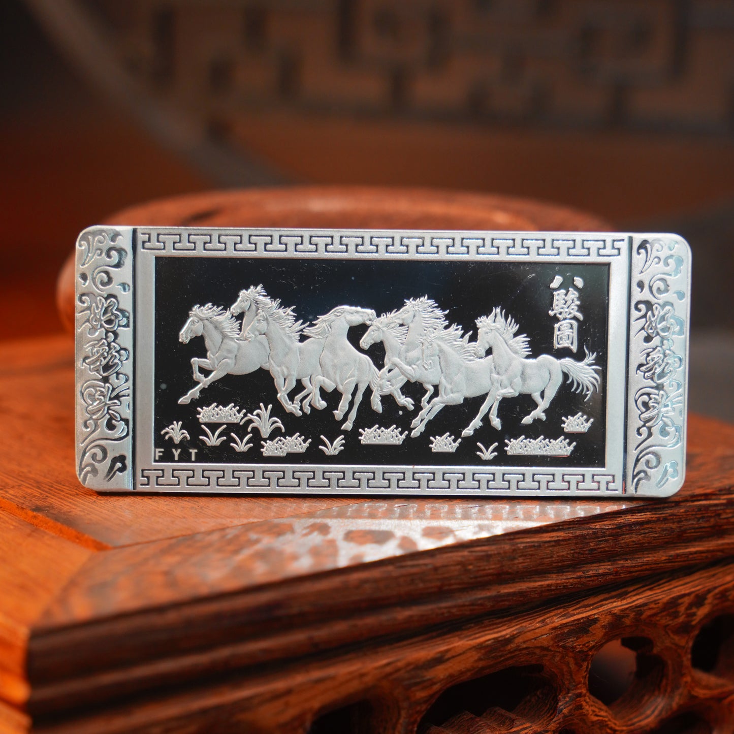 Eight Horses Painting 50g Pure Silver AG999 Investment Silver Bar Exquisite Silver Brick Silver Ingot Brushed Finish & Polished Surface Collector's Edition | POD Customizable