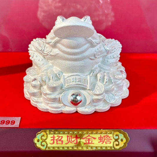 Silver Product Fortune Toad Wealth-Attracting Ornament – Silver Toad Holds Treasure, Fortune Stays Near | POD Customizable
