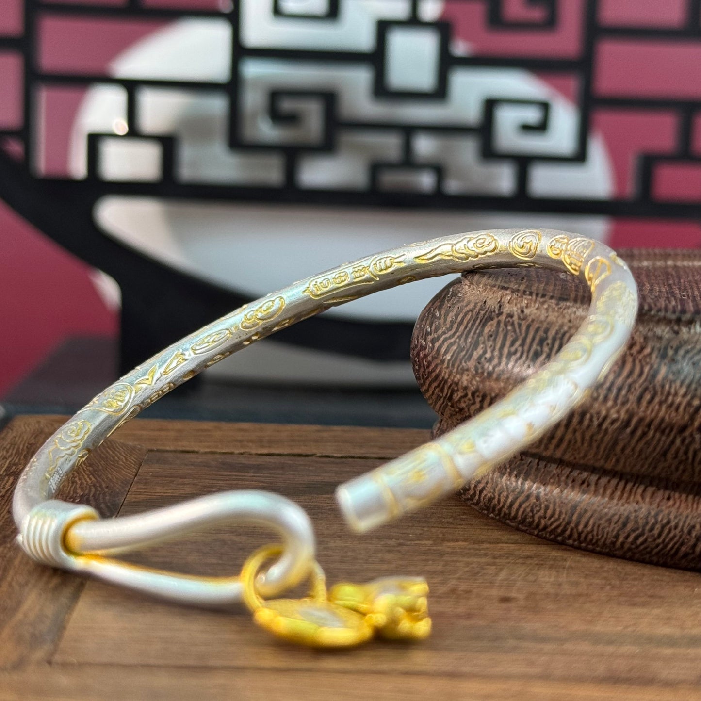 Solid Silver Gilded "Everything Goes Well" Adjustable Bracelet – Wear Sweet Good Fortune as a Vintage, Dynamic Wrist Token | POD Customizable