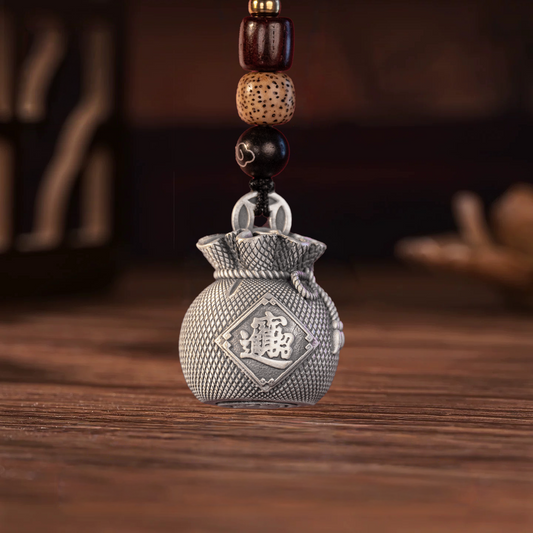"Attract Wealth & Prosperity" Solid Silver Money Bag Pendant – Carry Retro Fortune in a Portable Wealth Pouch | POD Customizable