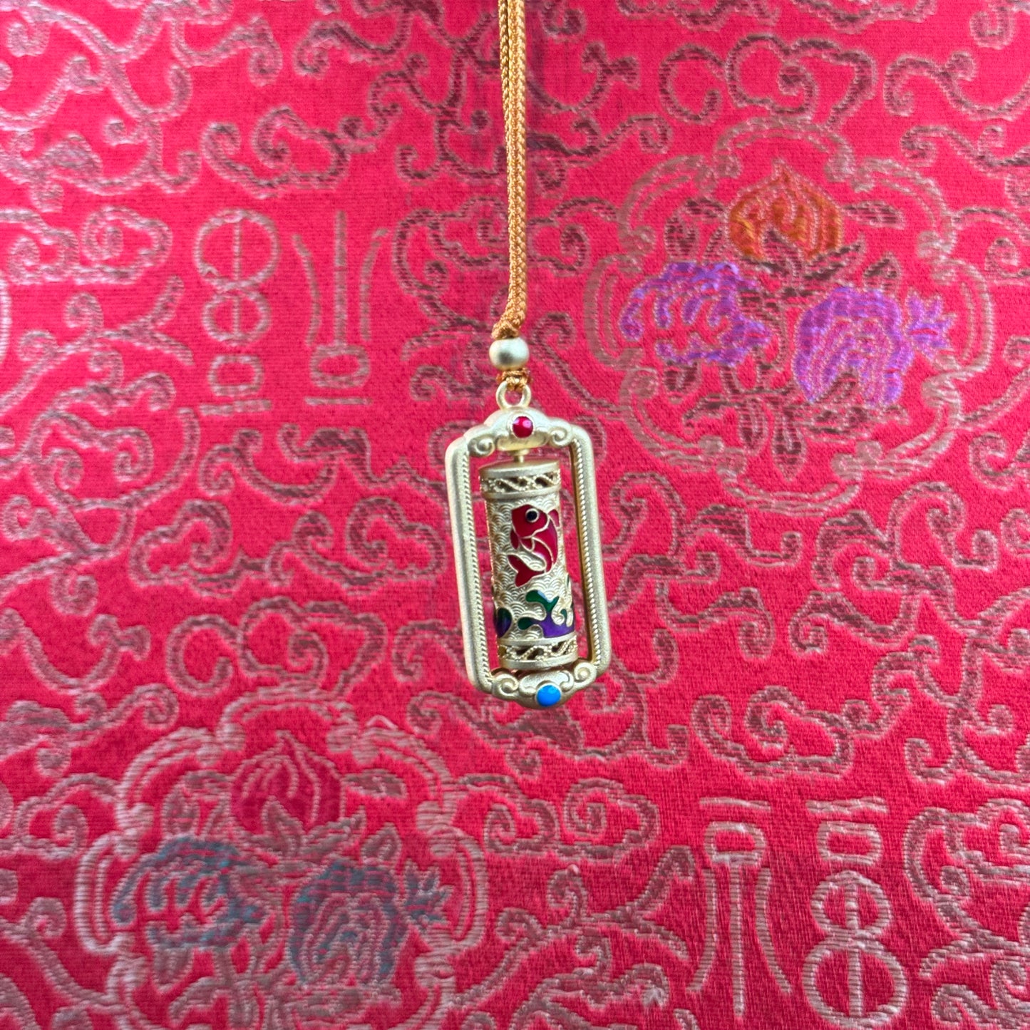 Solid Silver Cloisonné Fortune-Turning Tube Necklace – Tuck Good Luck & Chinese Style into a Rotatable Wrist Charm | POD Customizable