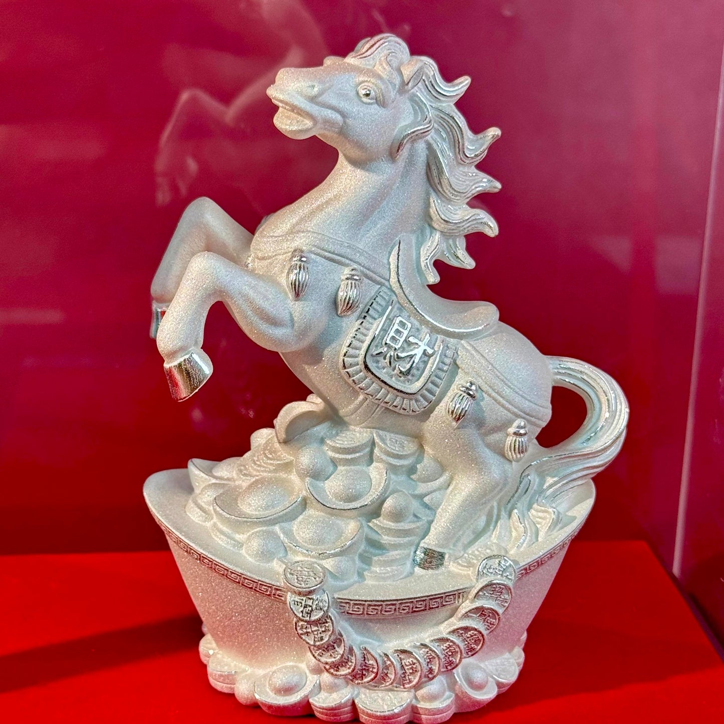 Silver Product "Wealth Horse Carrying Blessings" Ornament – Silver Horse Bears Wealth, Fortune Abounds | POD Customizable