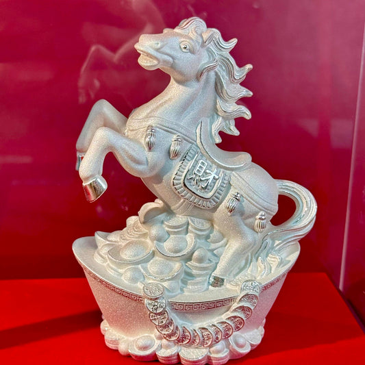 Silver Product "Wealth Horse Carrying Blessings" Ornament – Silver Horse Bears Wealth, Fortune Abounds | POD Customizable