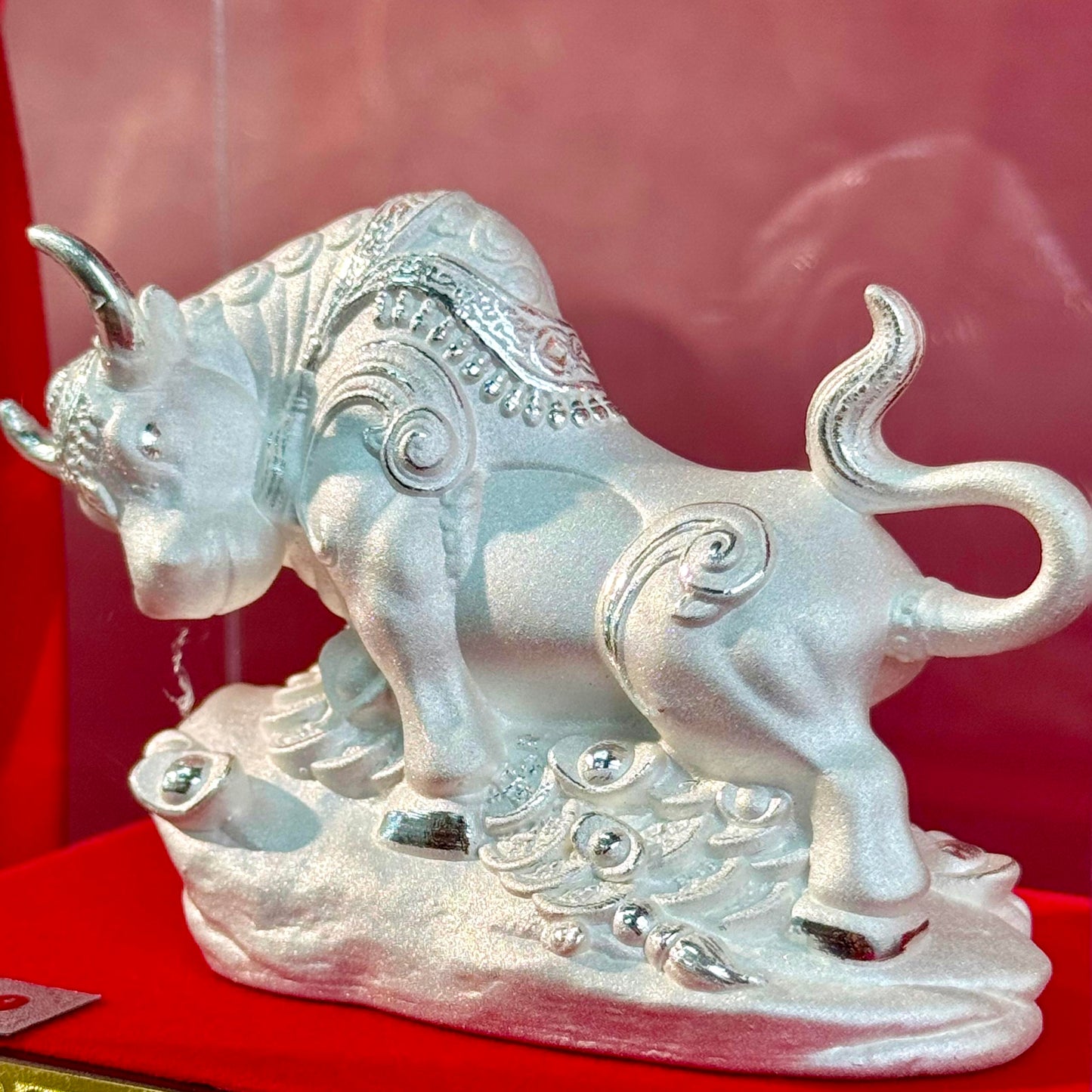 Silver Product "Prosperous Bull Momentum" Ornament – Silver Bull Guards Fortune, Unstoppable Momentum | POD Customizable
