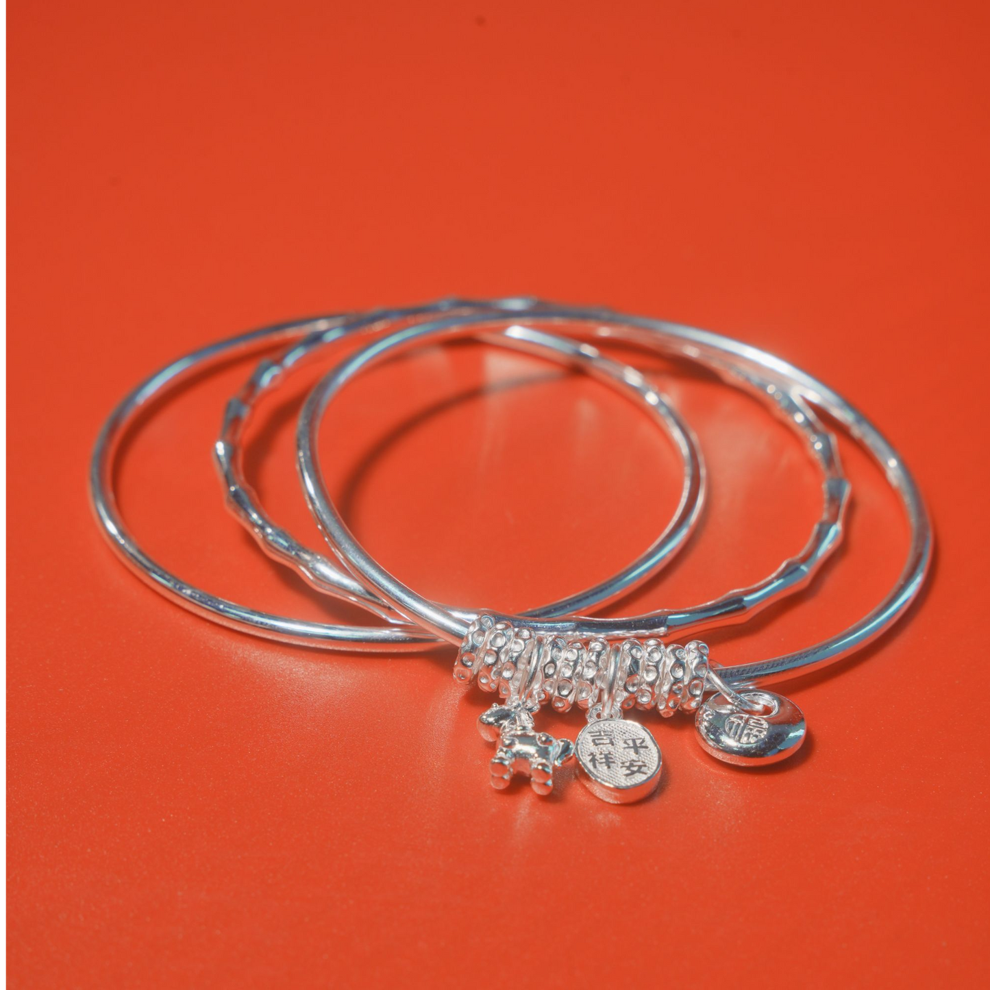 Sweet Ethnic Style Bamboo-Knot Original Design Universal Multi-Circle Bracelet Sterling Silver Three Lives, Three Worlds | POD Customizable