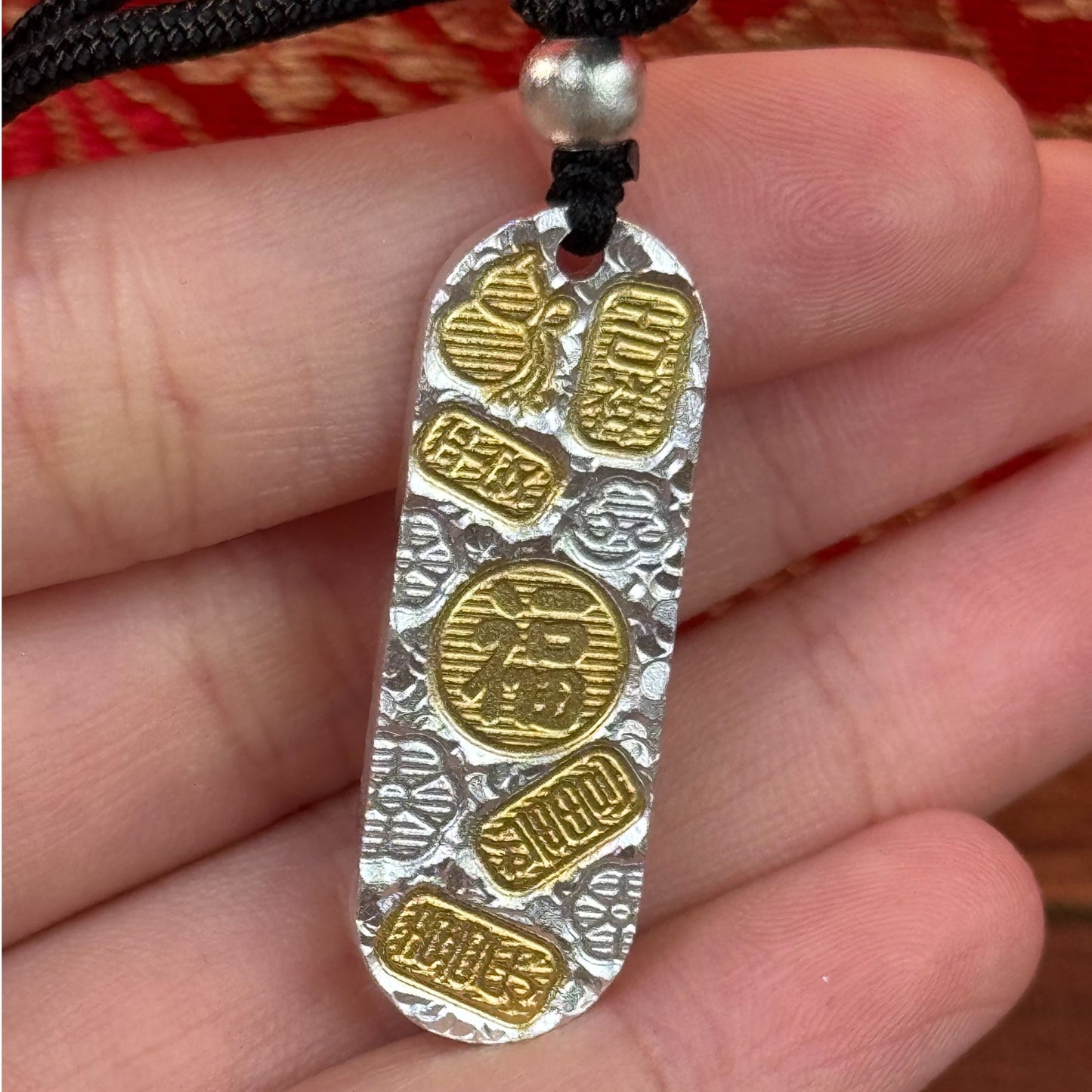 Solid Silver Gilded "Abundant Blessings" Pendant – Wear Chinese Good Fortune Close to You | POD Customizable