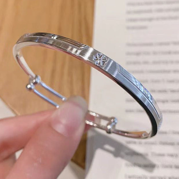 Fine Silver 9999  Bangle for Women Solid Polished Finish Japanese and Korean Influencer-Style Silver Jewelry | POD Customizable