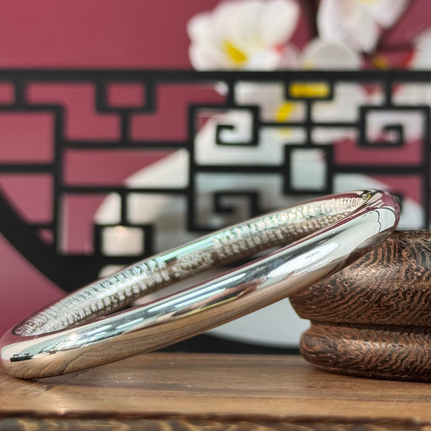 Solid Silver Minimalist Bangle – Wear Understated Warmth as a Daily Textured Wrist Token | POD Customizable