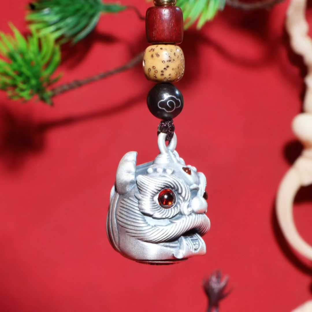 Solid Silver Lion Dance Pendant – Wear the Fortune & Protection of Eastern Mythical Beast as Your Portable Chinese-Style Guardian | POD Customizable