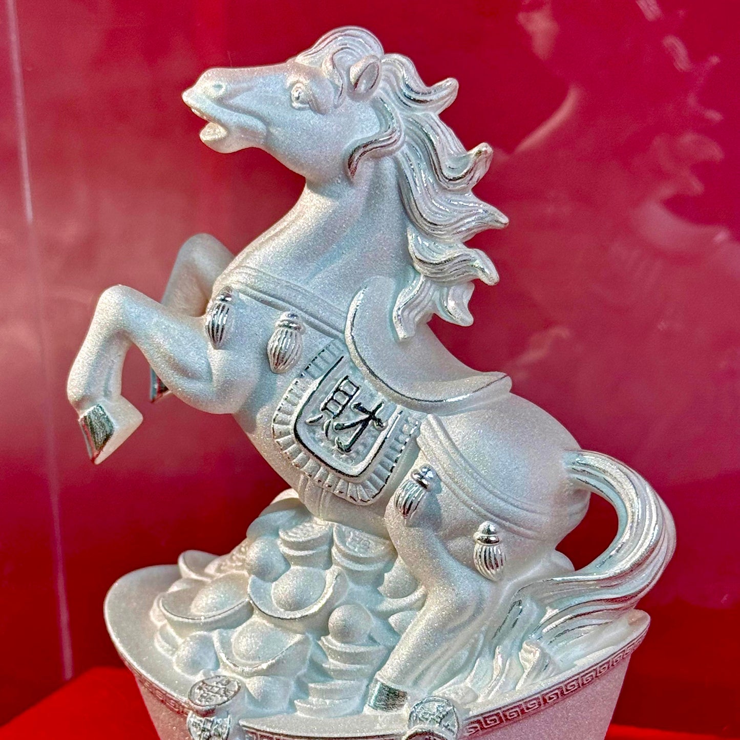 Silver Product "Wealth Horse Carrying Blessings" Ornament – Silver Horse Bears Wealth, Fortune Abounds | POD Customizable