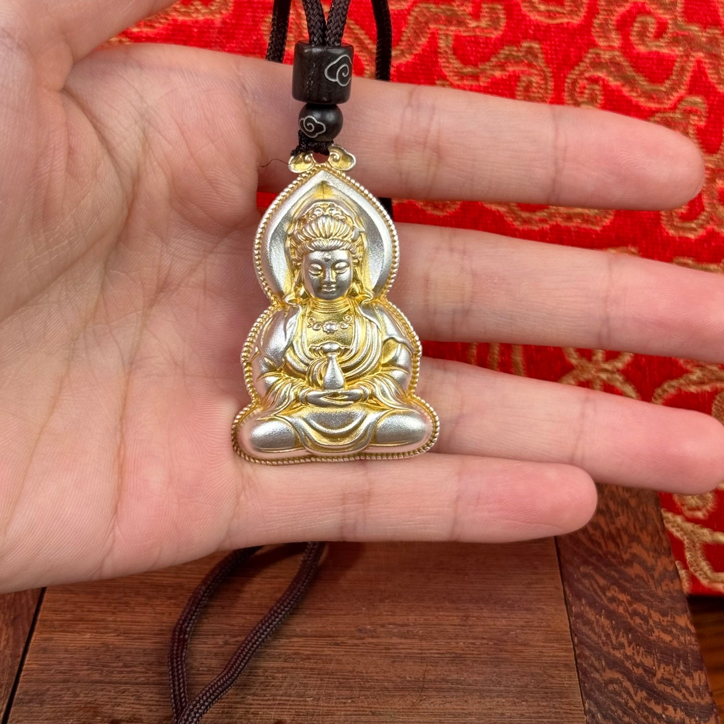 Solid Silver Gilded Guanyin Pendant – Auspicious Protection You Carry Close | POD Customizable