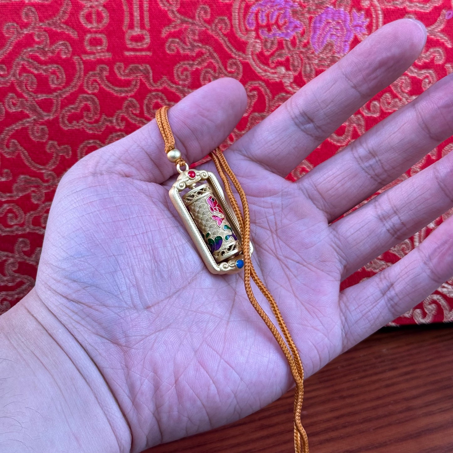 Solid Silver Cloisonné Fortune-Turning Tube Necklace – Tuck Good Luck & Chinese Style into a Rotatable Wrist Charm | POD Customizable