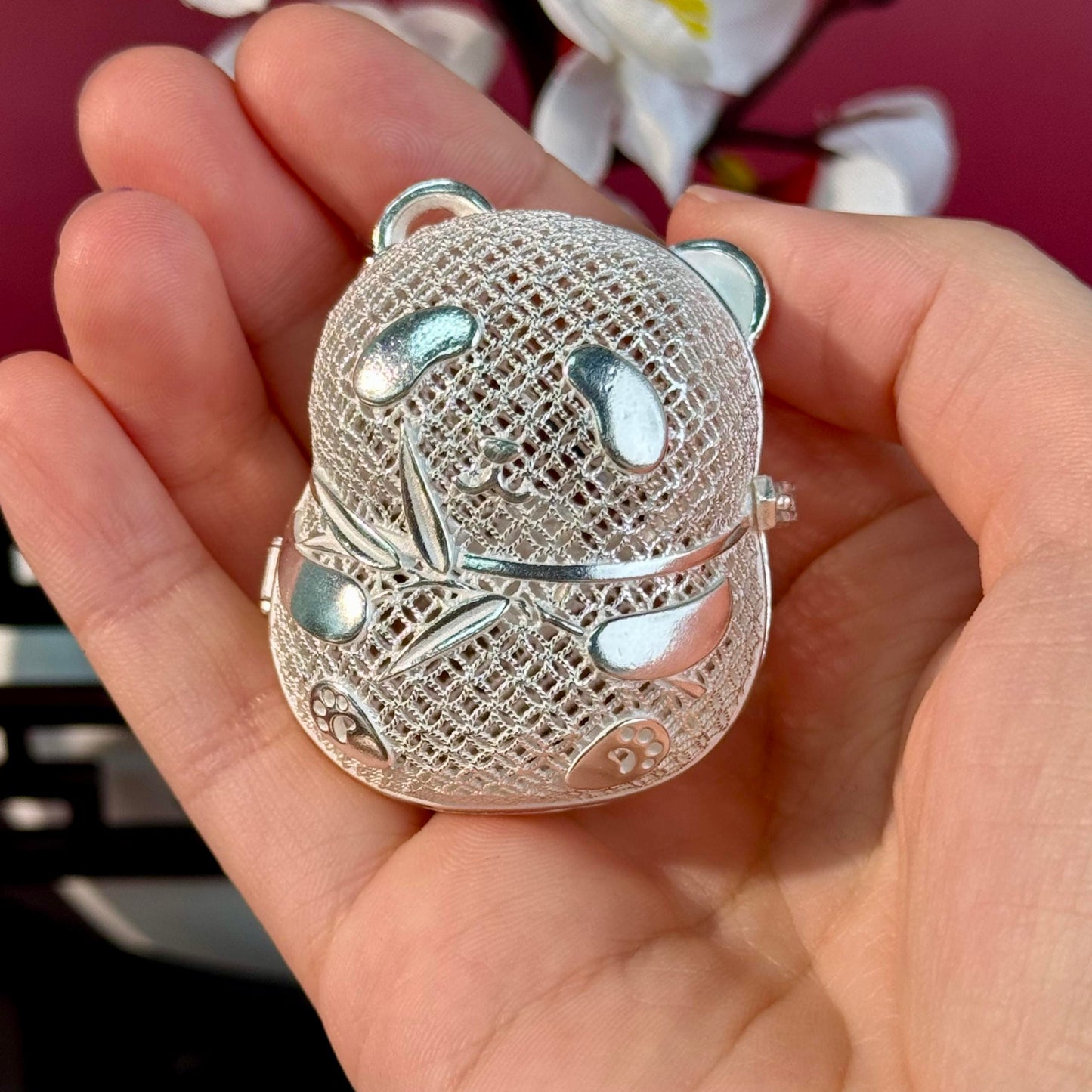 Pure Silver Panda Tea Infuser – Cute Panda Holds Aroma, Silver Filter Enhances Tea | POD Customizable