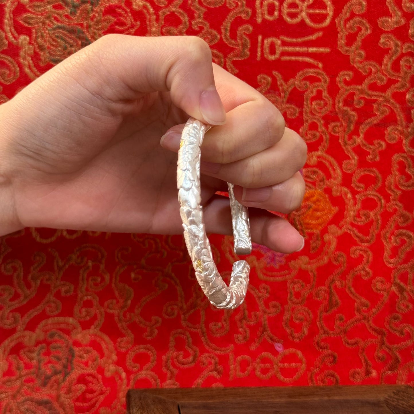 Solid Silver Gilded Floral Bracelet – Tuck Spring Blossoms into Wrist for Gentle Luxury | POD Customizable