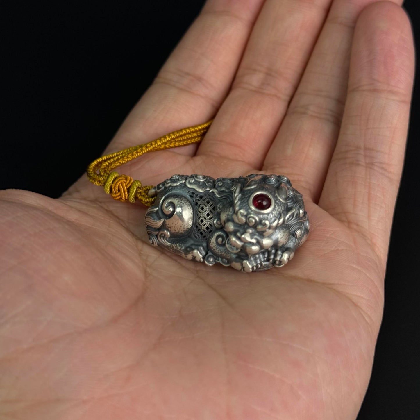 Solid Silver Pixiu Pendant – Carry the Auspicious Fortune of Wealth Attraction as a Palm-Sized Guardian Charm