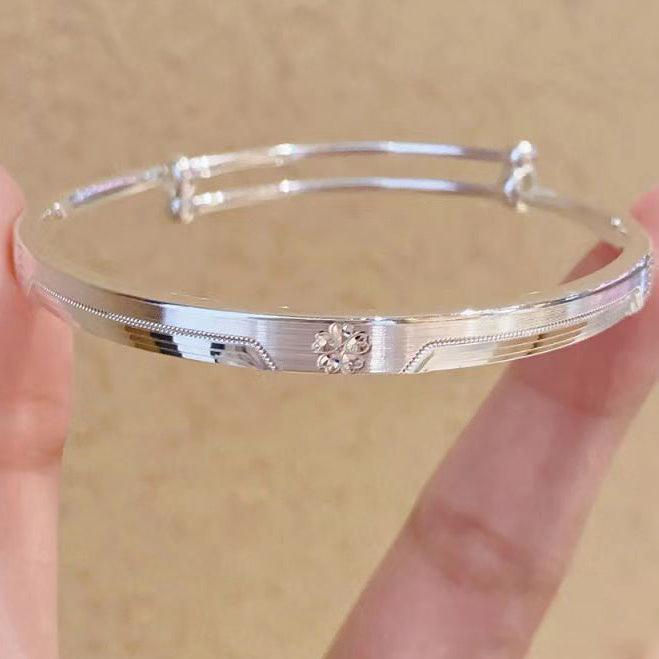 Fine Silver 9999  Bangle for Women Solid Polished Finish Japanese and Korean Influencer-Style Silver Jewelry | POD Customizable