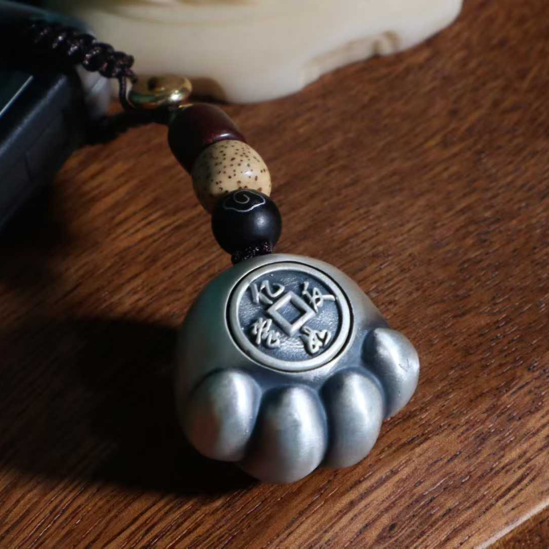 Solid Silver "Easy 'Wealth' at Your Fingertips" Cat Paw Pendant – A Lucky Charm That Holds Fortune & Cuteness in the Palm of Your Hand | POD Customizable