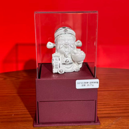 Invest in a Silver God of Wealth Crafted Silver Ornament Bring Auspiciousness and Welcome Blessings Birthday Gift | POD Customizable