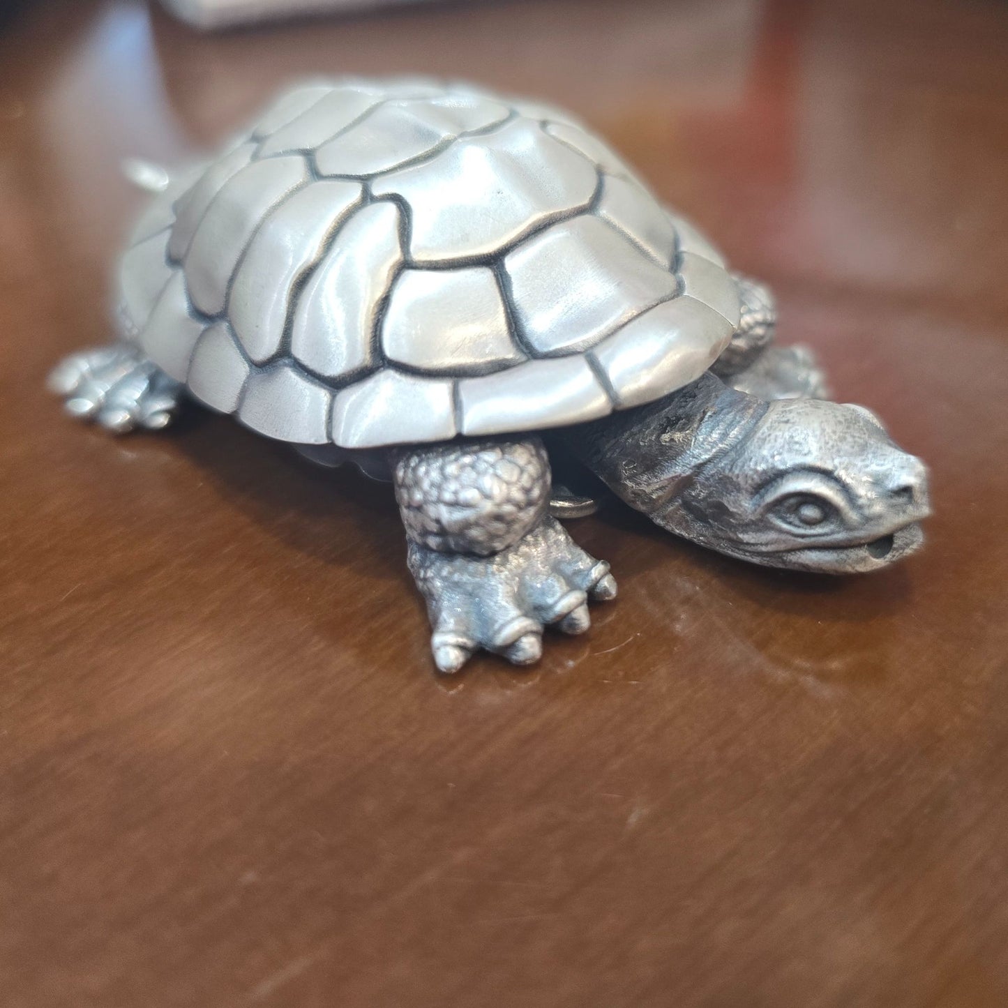 Lucky Money Turtle - Handheld Silver Pendant with Antique Finish Simple Style Handcrafted Pendant Necklace | POD Customizable