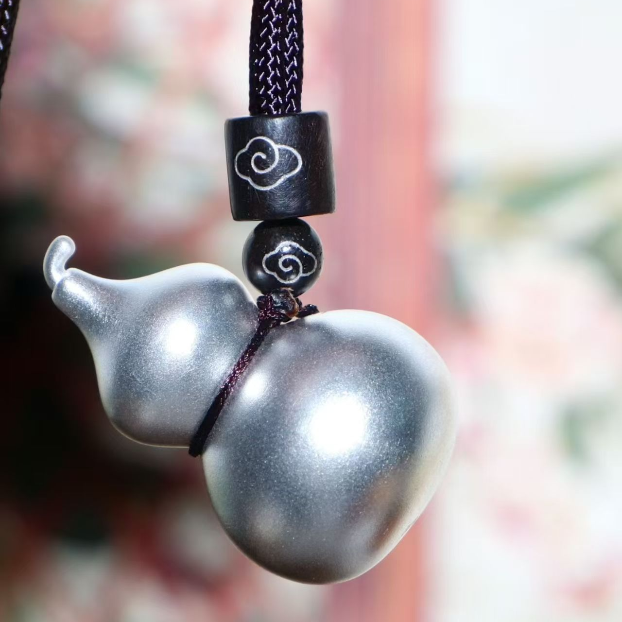 Small Gourd-Shaped Sterling Silver Antique-Finish Pendant Necklace - Plain Style Handcrafted Vintage | POD Customizable