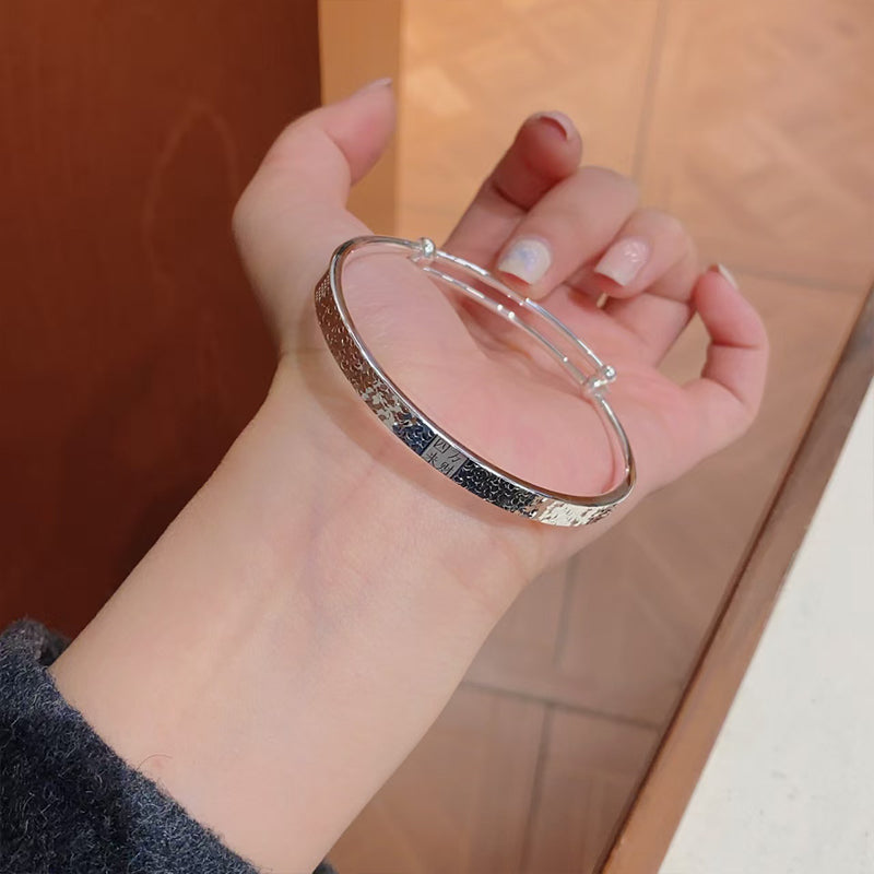 Fine Silver Chinese Style Wealth Streams In From All Sides Silver Fashion Bracelet | POD Customizable