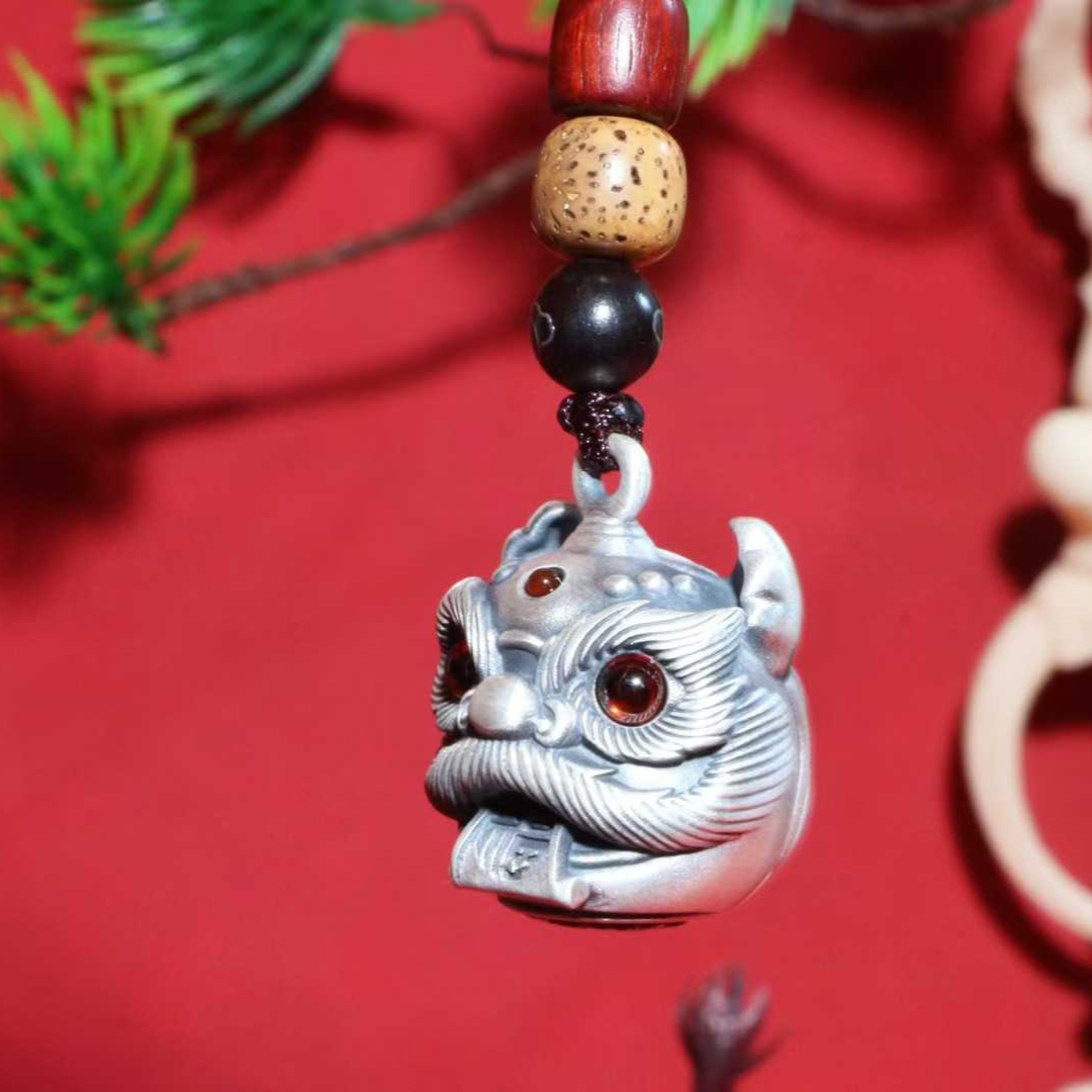 Solid Silver Lion Dance Pendant – Wear the Fortune & Protection of Eastern Mythical Beast as Your Portable Chinese-Style Guardian | POD Customizable